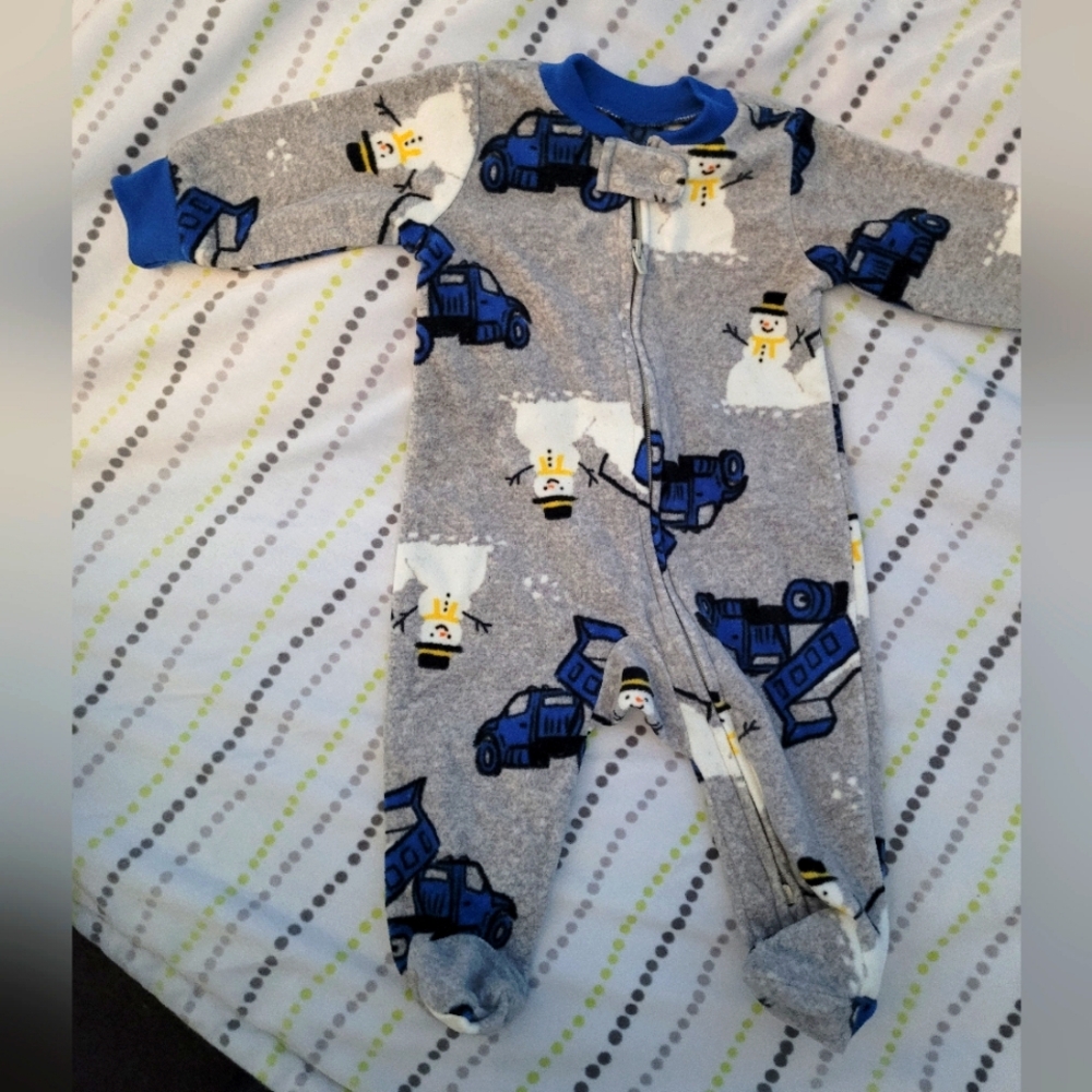 Kids One Piece with Snowman and Truck Print
